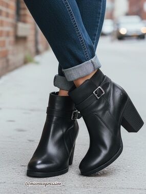 Frye Pattie Black Leather Belt Riding Ankle Bootie